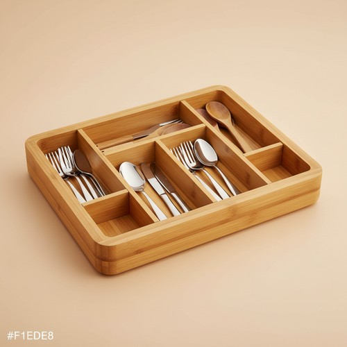 Bamboo Drawer Organizer Utensil Tray